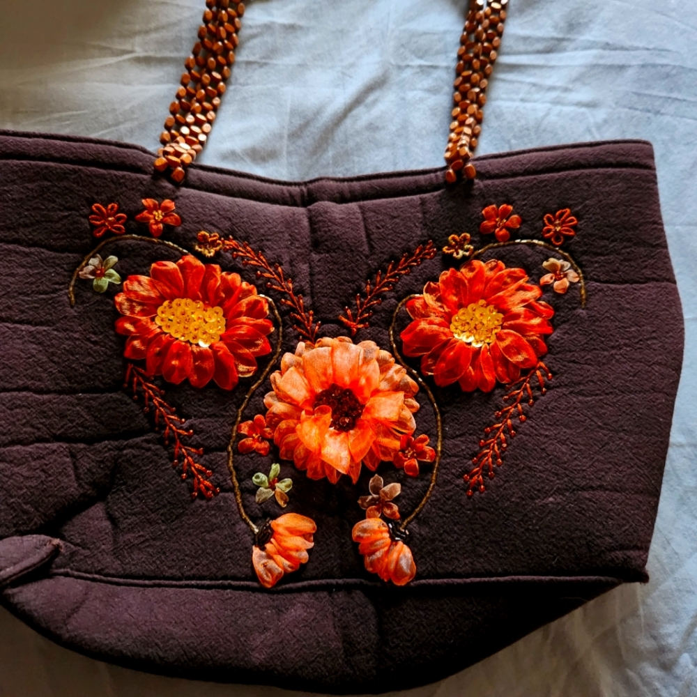 hand made one of a kind brown  purse